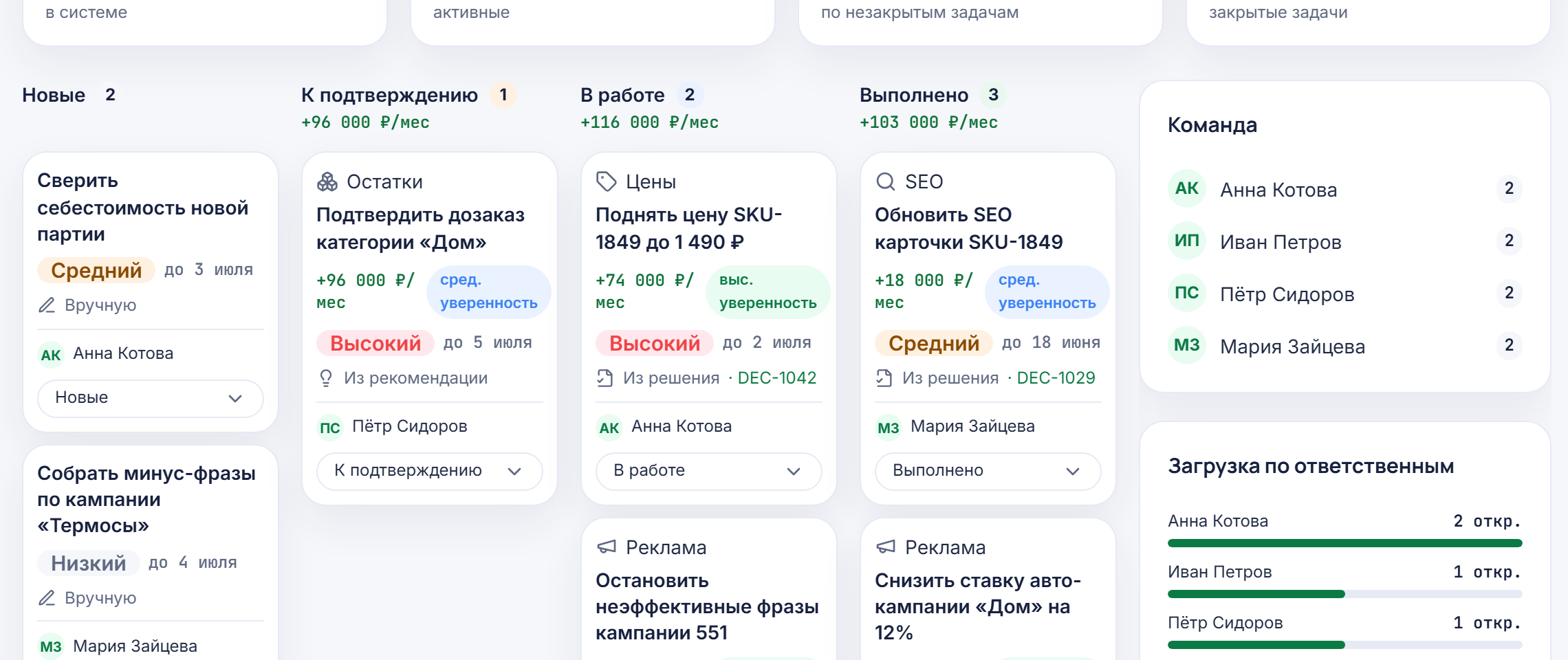Задача — интерфейс Data Seller, демо-данные